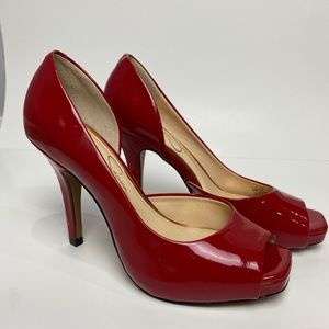 Jessica Simpson Patent Leather Peep Toe High Heels